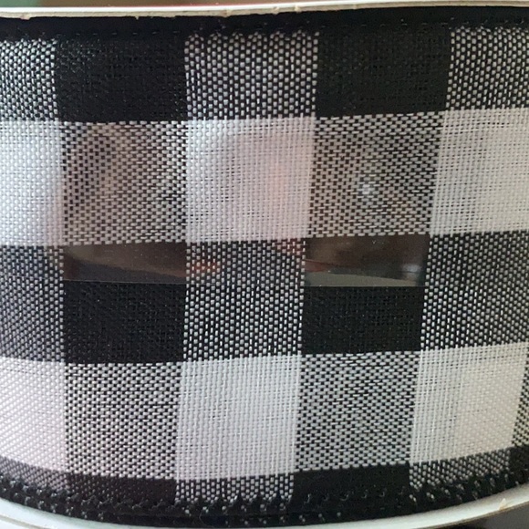 3 Wired Jumbo Ribbon 2.5” white and black pattern farmhouse buffalo - Picture 16 of 16